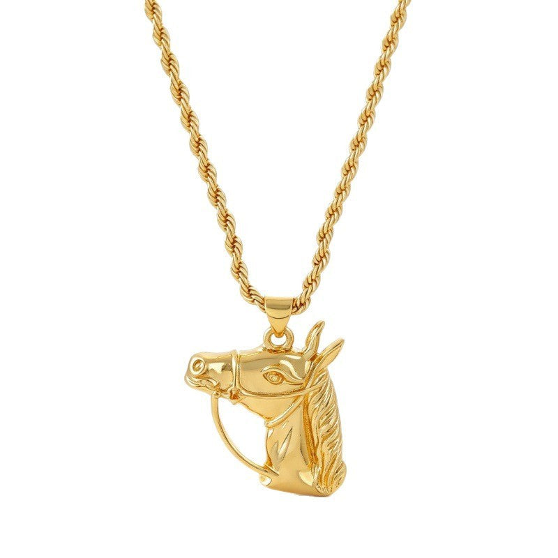 Vintage 3D Horse Head Rope Necklace