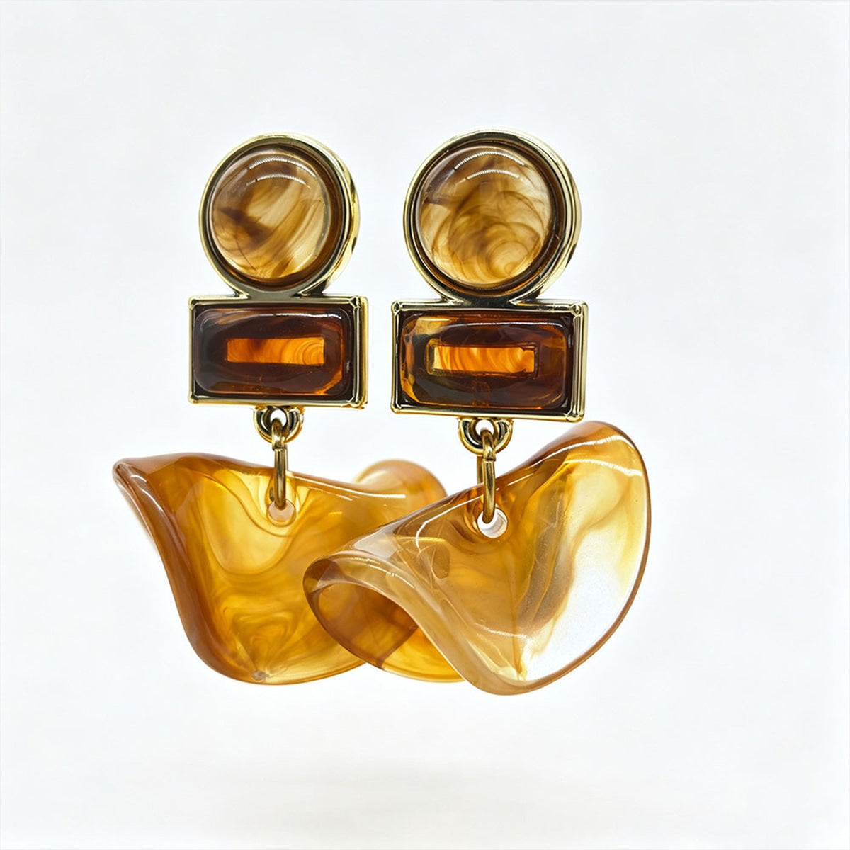 Classy Amber Geometric Resin Drop Earrings