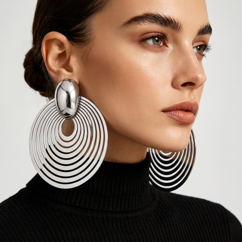 Classy Geometric Concentric Circle Earrings