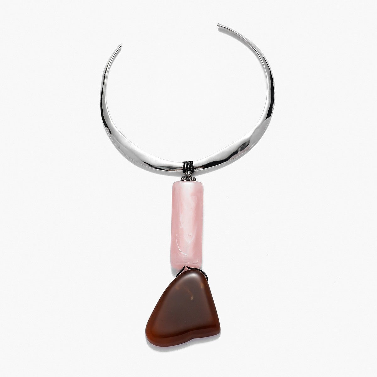 Classy Pink Geometric Resin Collar Necklace