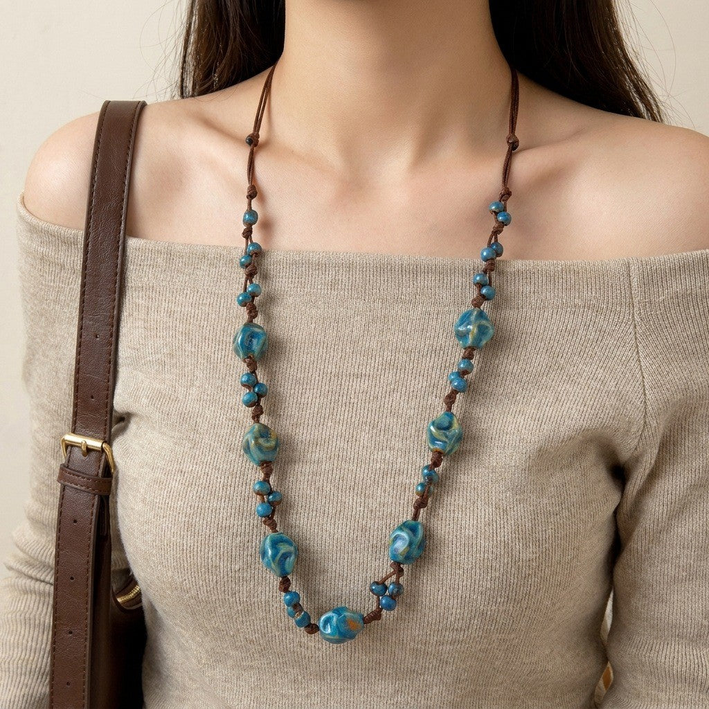 Boho Vintage Turquoise Charm Necklace