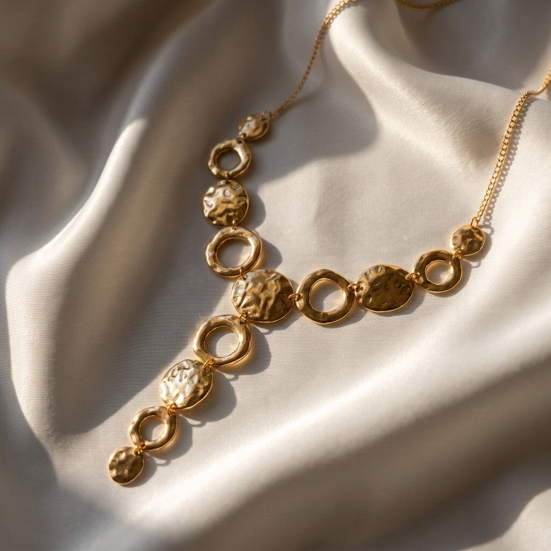 Classy Geometric Disc Cascade Necklace