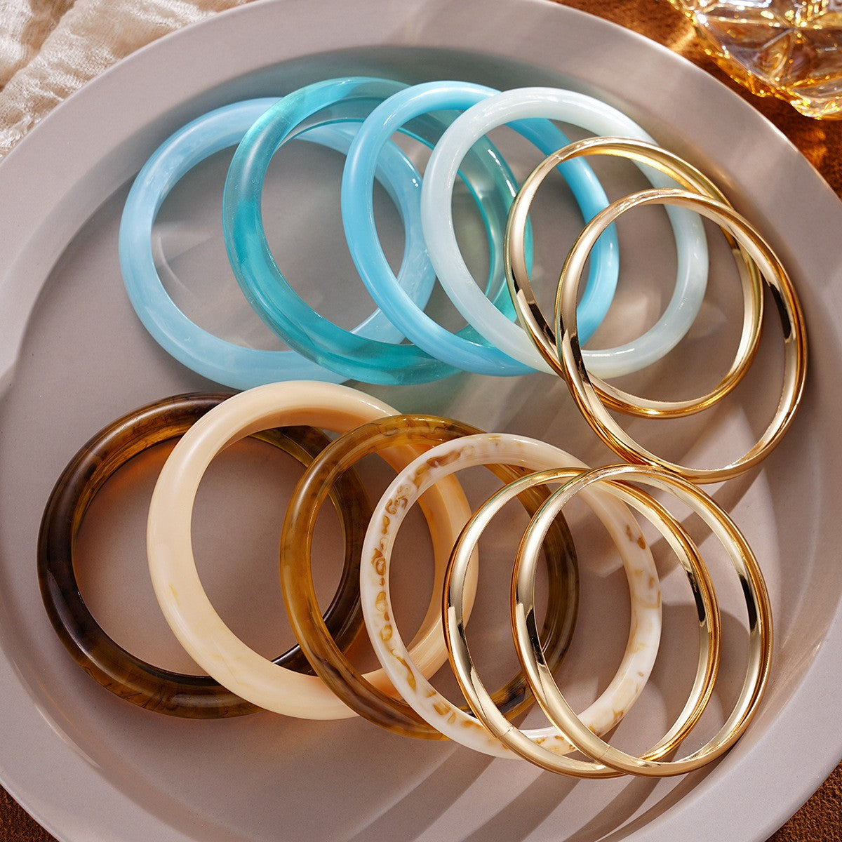 Classy Multi-Color Acrylic Bangle Set