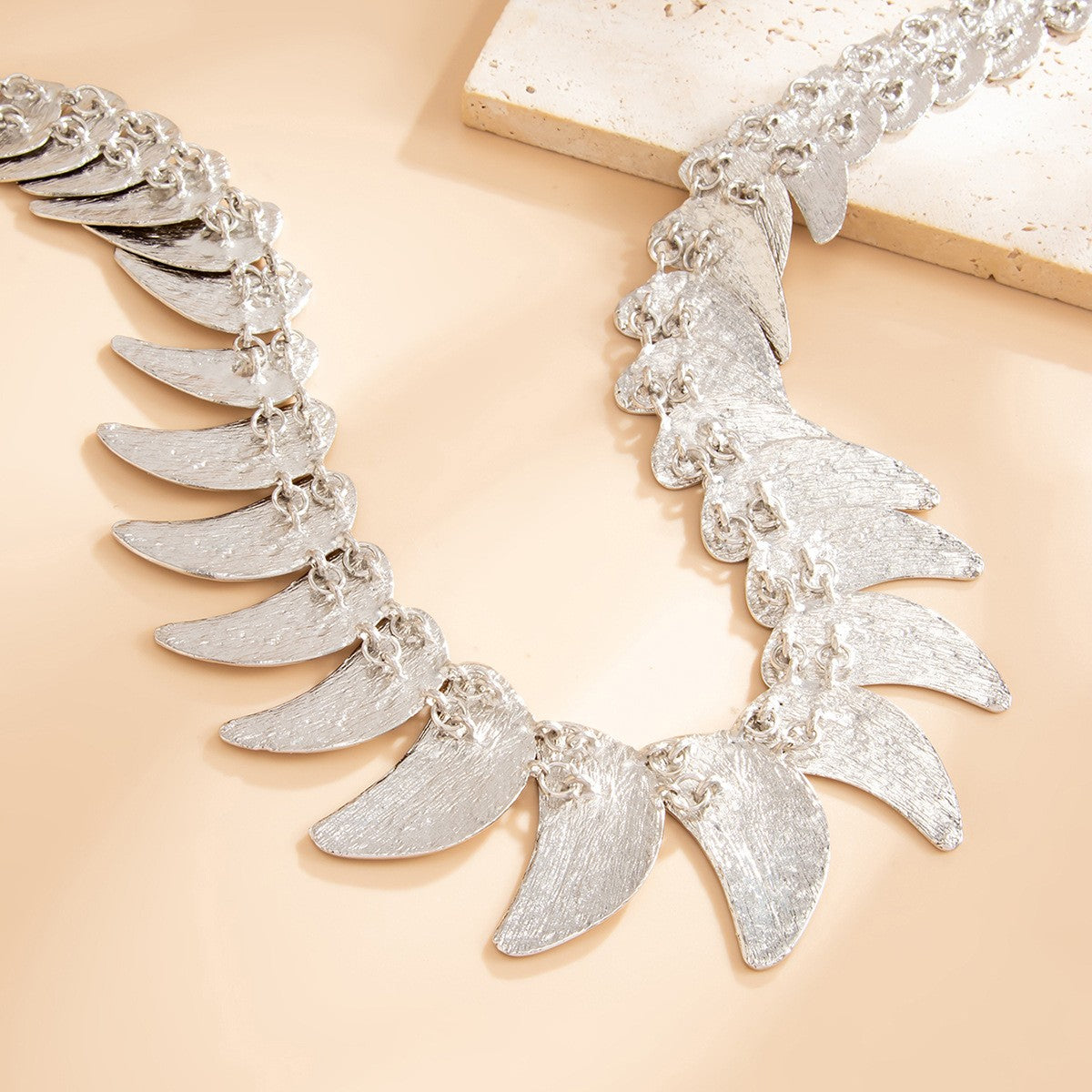 Boho Hammered Crescent Collar Necklace