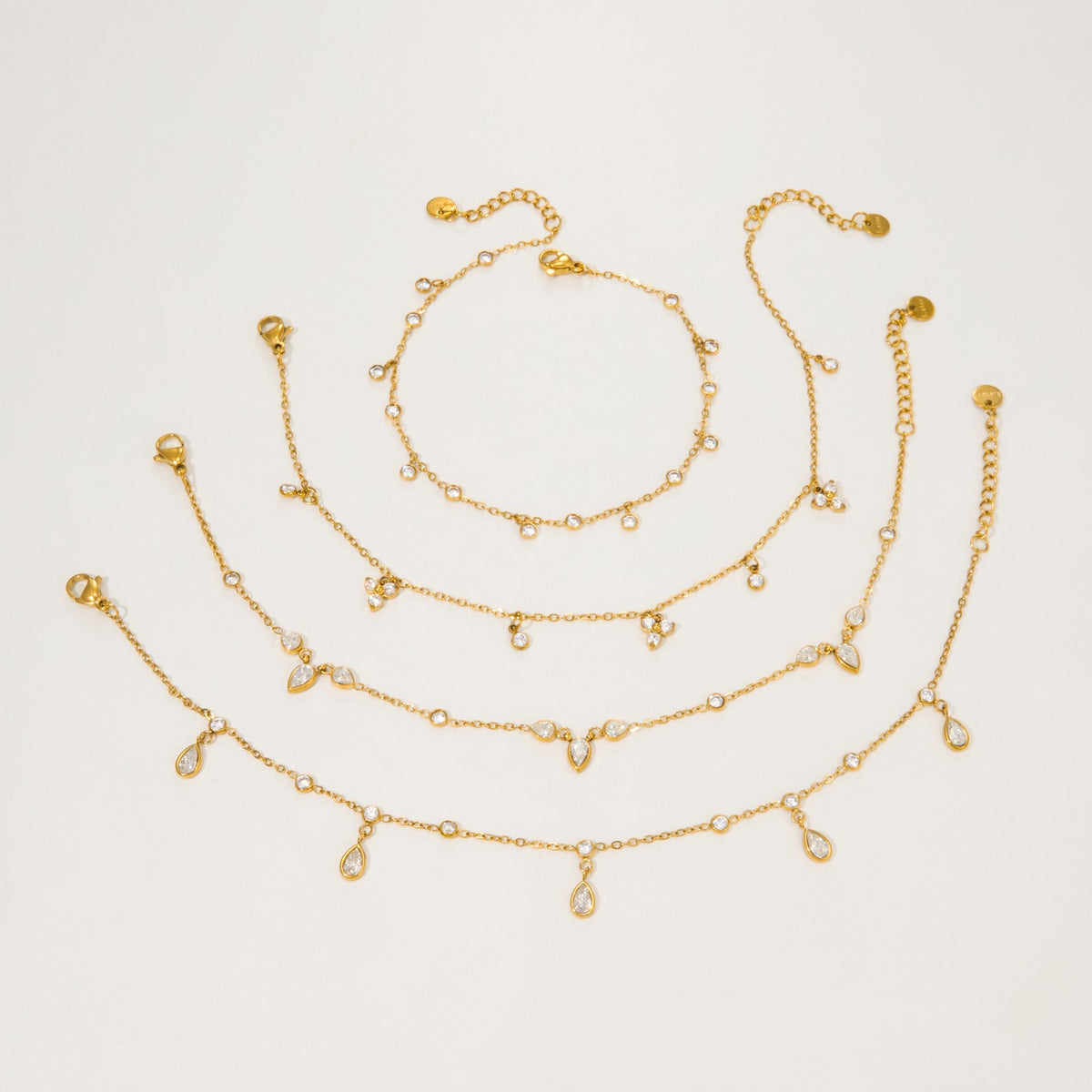 Dainty Clover & Teardrop Charm Anklet