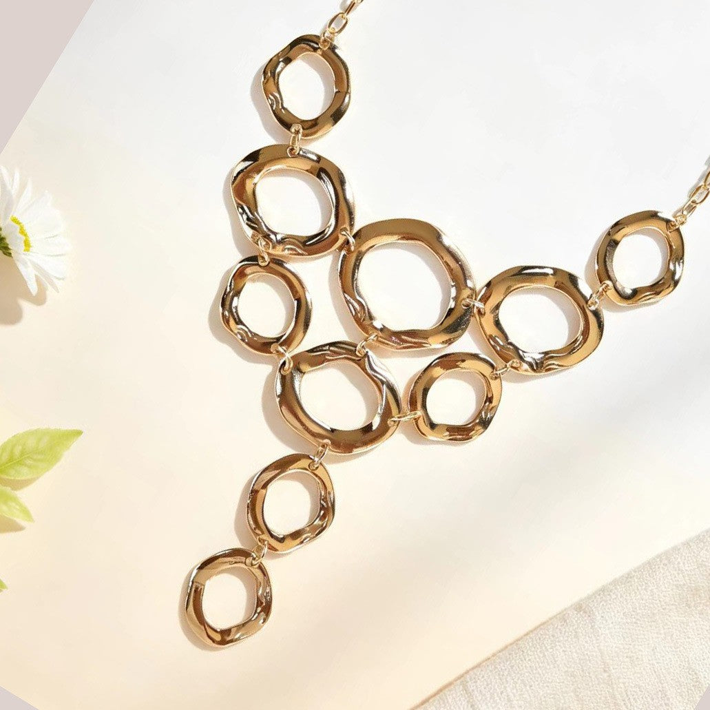 Classy Hammered Geometric Y-Necklace
