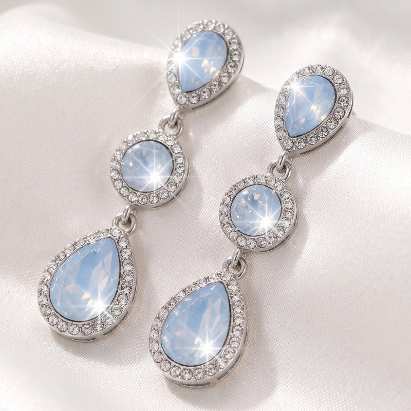 Classy Rhinestone Triple Drop Earrings