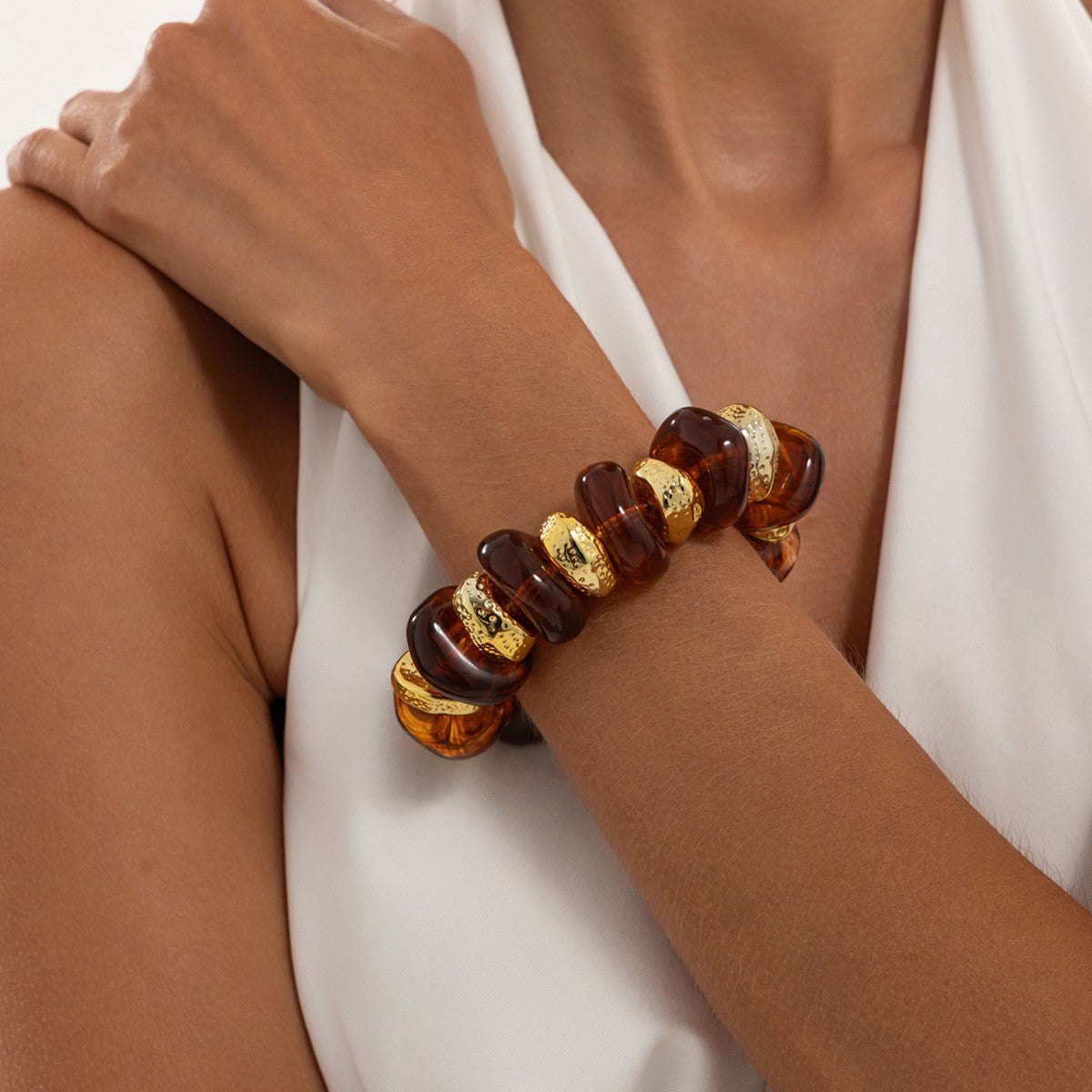 Boho Multicolor Marbled Resin Bracelet Set