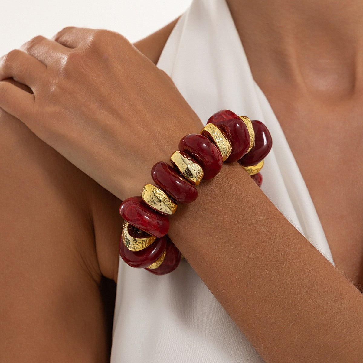 Boho Multicolor Marbled Resin Bracelet Set