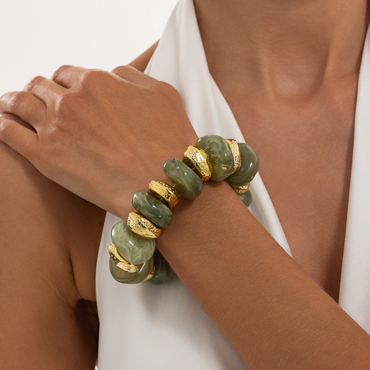 Boho Multicolor Marbled Resin Bracelet Set