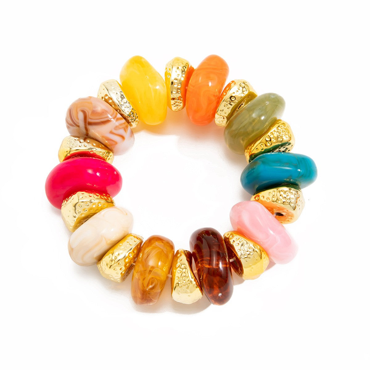 Boho Multicolor Marbled Resin Bracelet Set