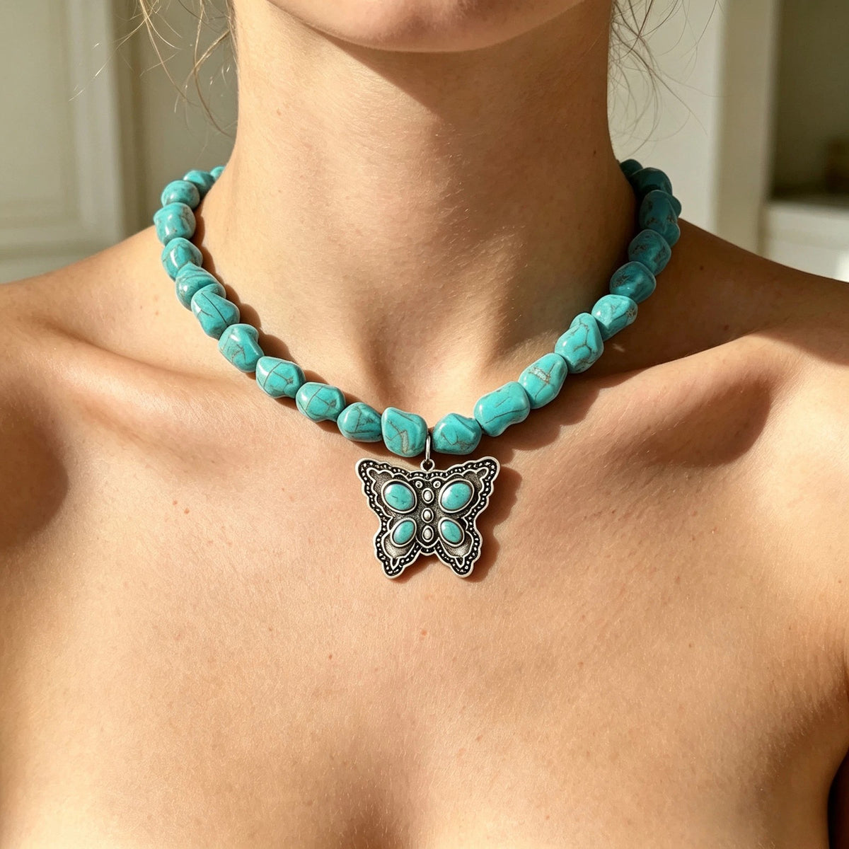 Vintage Turquoise Animal Charm Necklace