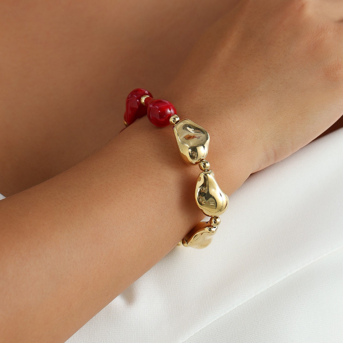 Classy Red Irregular Nugget Necklace