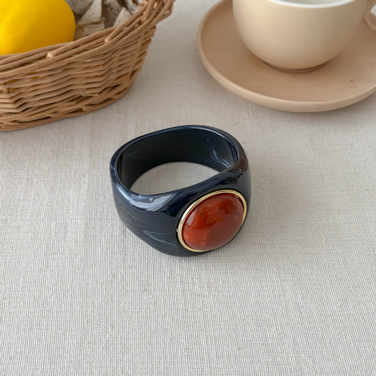 Classy Marbled Geometric Resin Ring