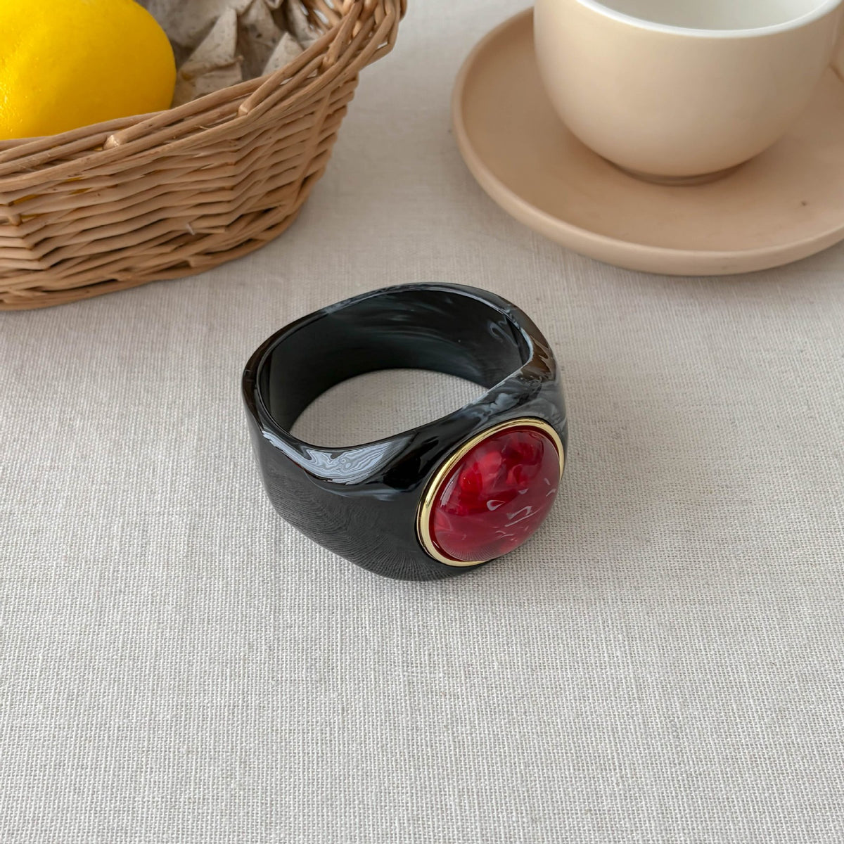 Classy Marbled Geometric Resin Ring