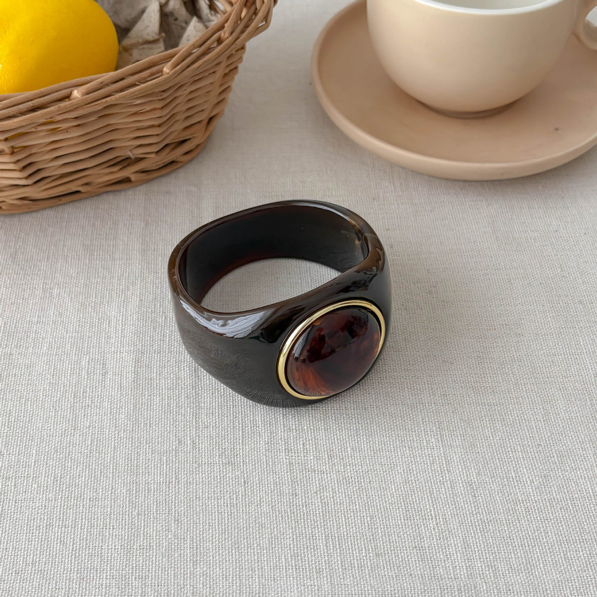 Classy Marbled Geometric Resin Ring