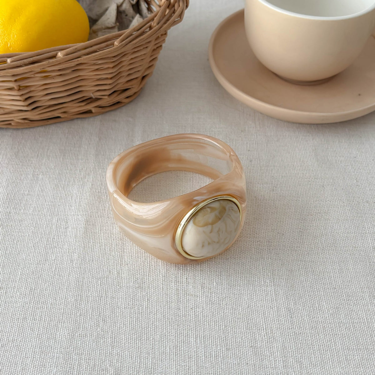 Classy Marbled Geometric Resin Ring