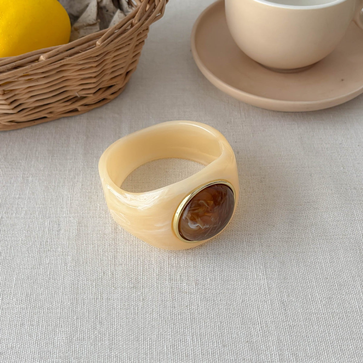 Classy Marbled Geometric Resin Ring