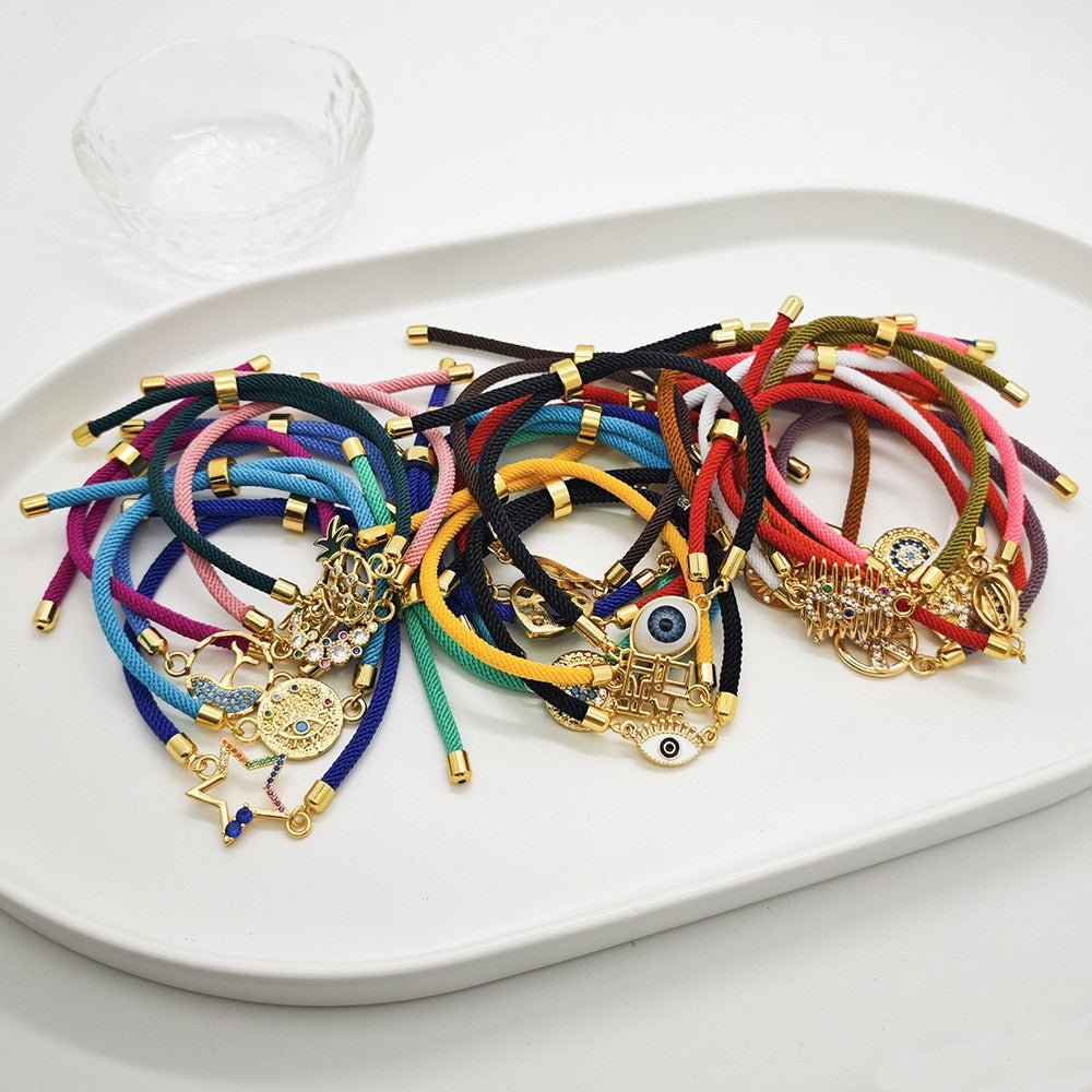 18k Boho Woven Evil Eye Bracelet Set