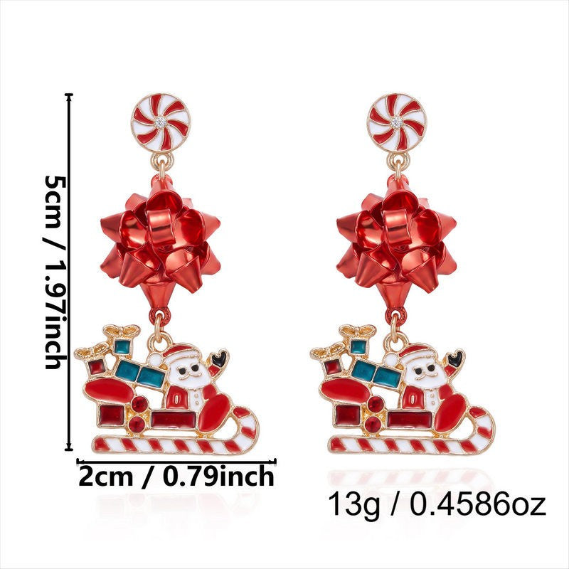 Festive Enamel Gingerbread House Dangle Earrings