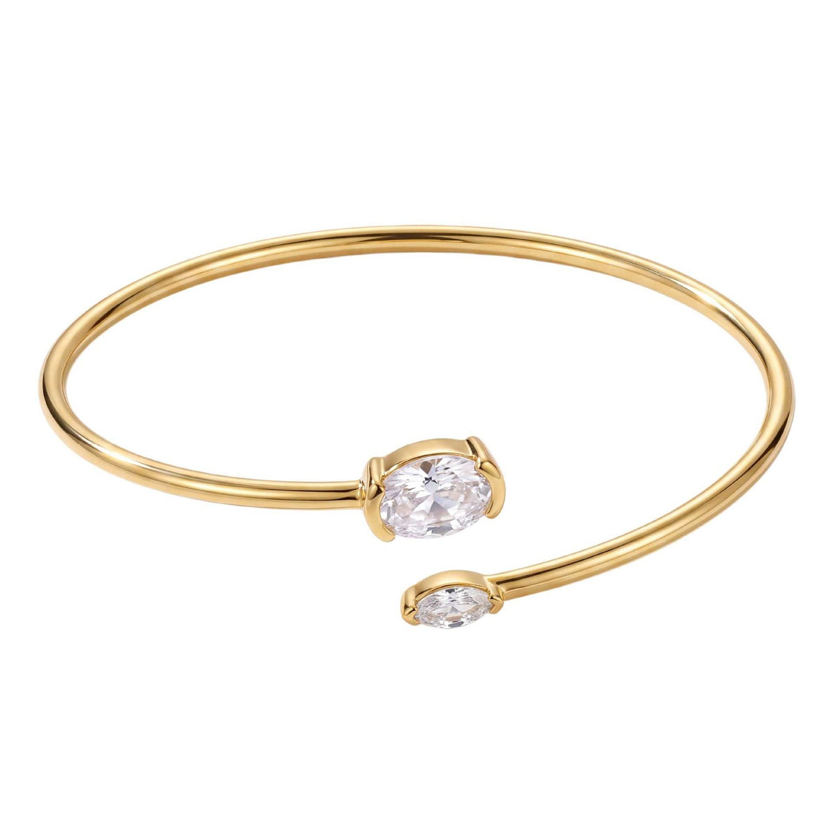 Classy Mixed Shape CZ Open Bangle