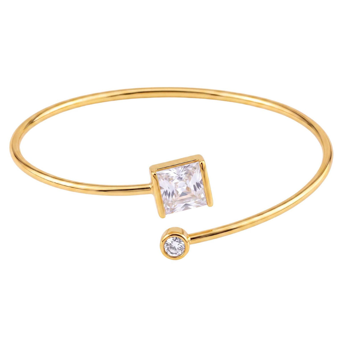 Classy Mixed Shape CZ Open Bangle