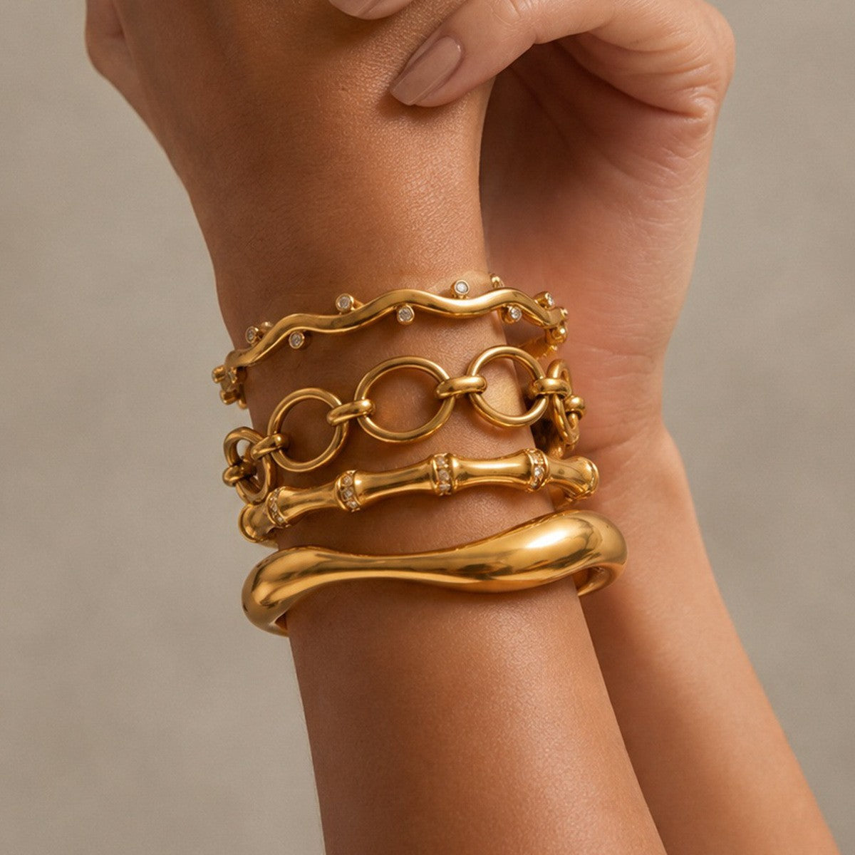 Classy Mixed Motif Stack Bracelet Set