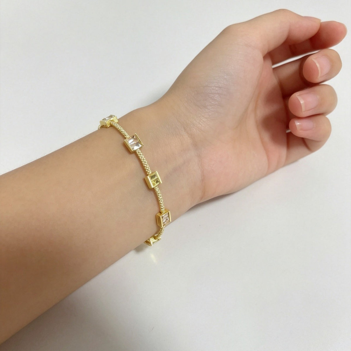Classy Geometric Square Cubic Zirconia Bracelet