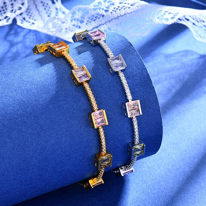 Classy Geometric Square Cubic Zirconia Bracelet