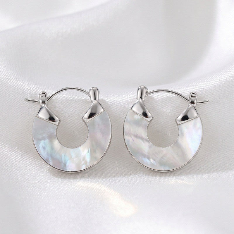 Classy Faux Shell Geometric Hoop Earrings