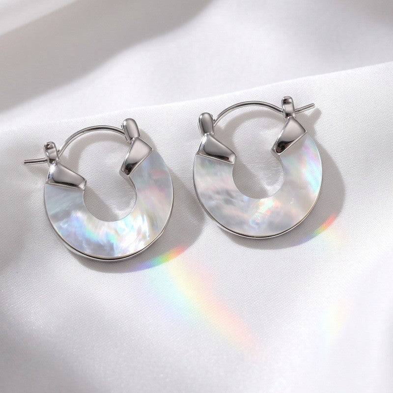Classy Faux Shell Geometric Hoop Earrings