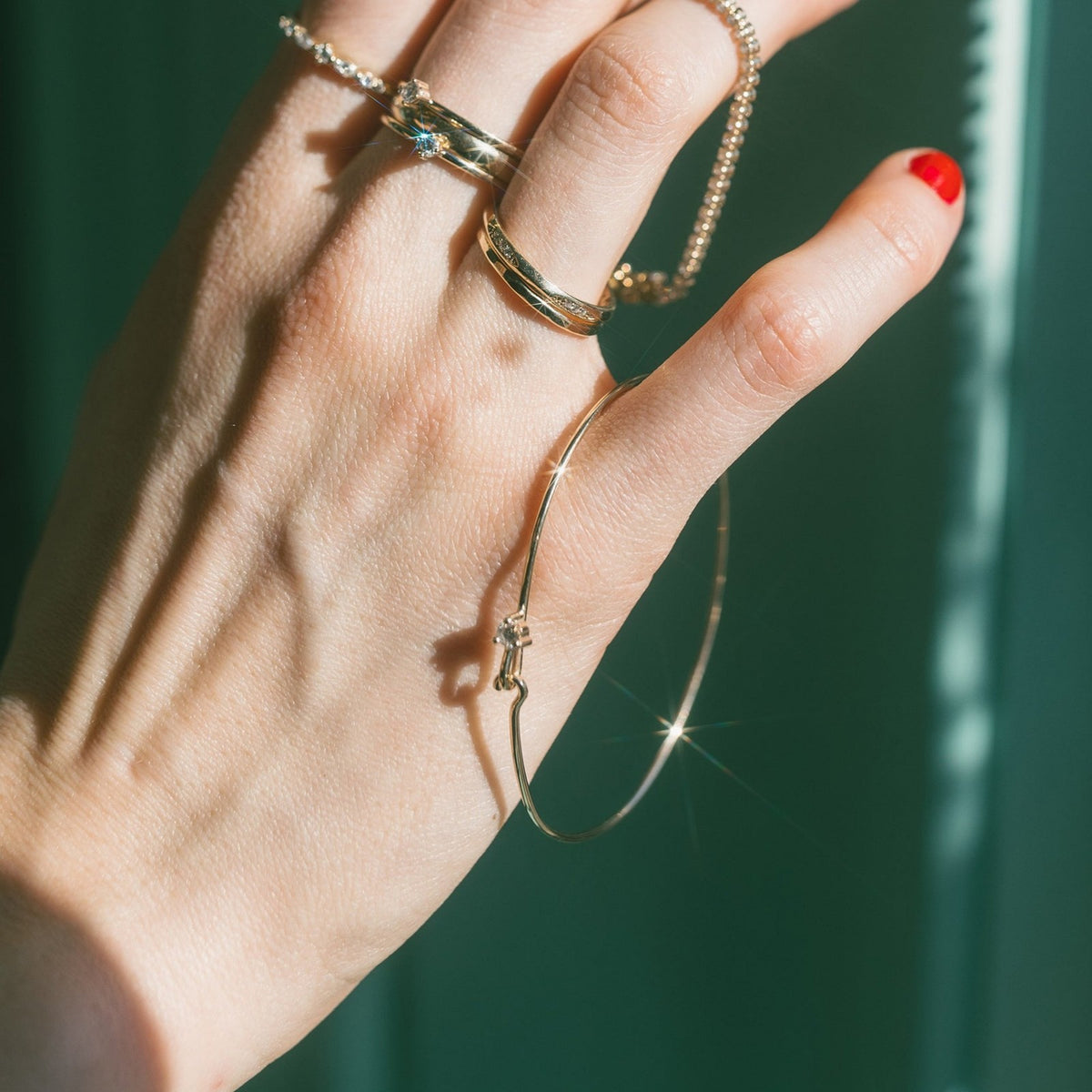 Dainty Mixed Cut CZ Hook Bangle