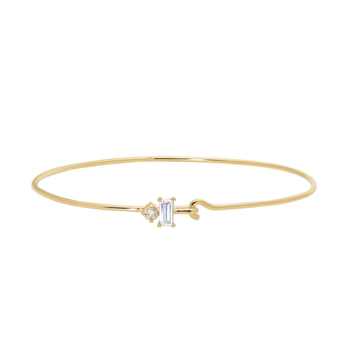 Dainty Mixed Cut CZ Hook Bangle