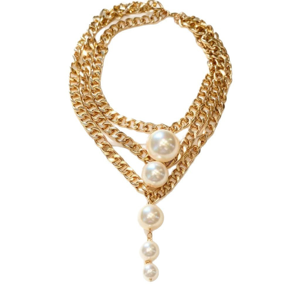 Classy Layered Faux Pearl Y-Necklace