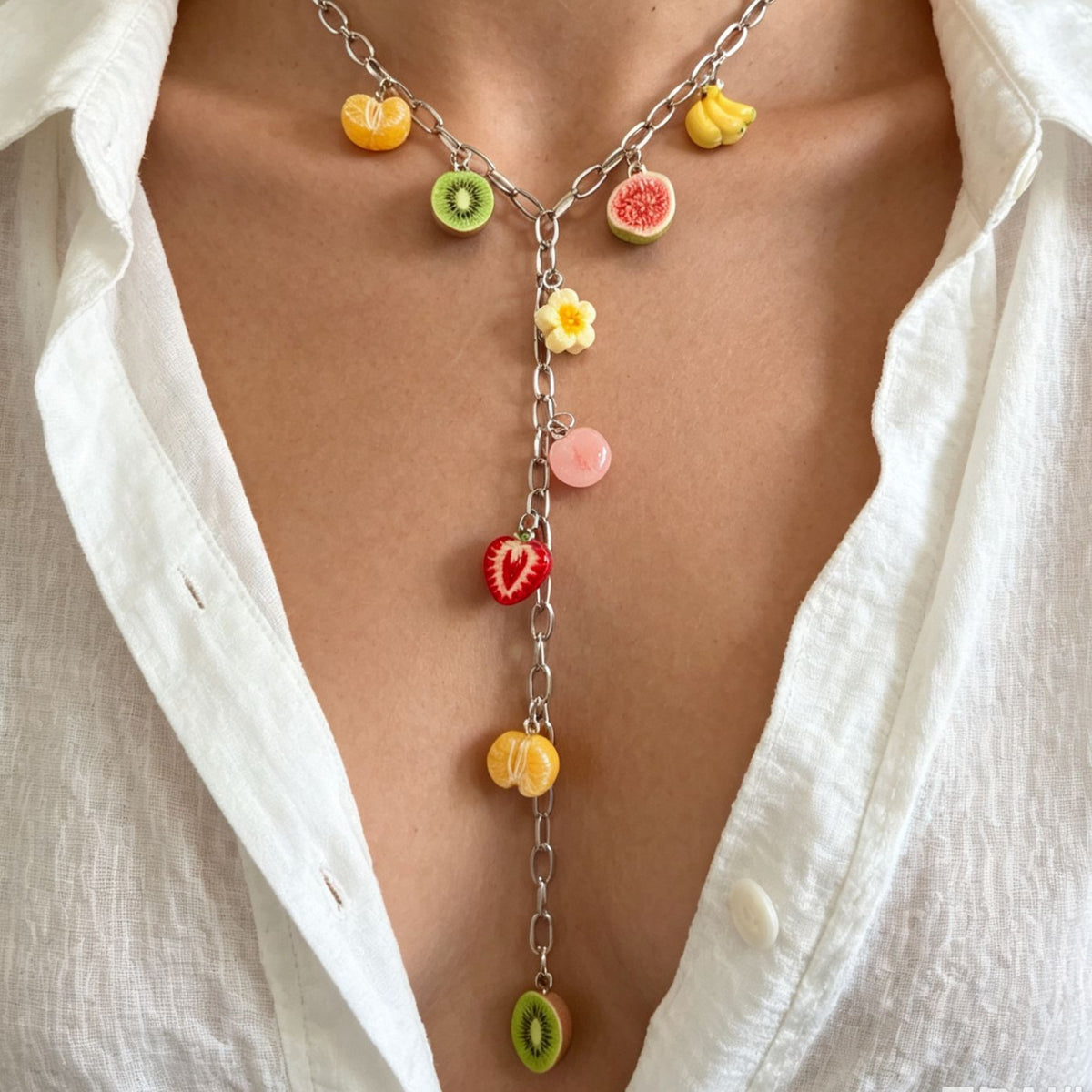 Playful Resin Fruit Y-Necklace