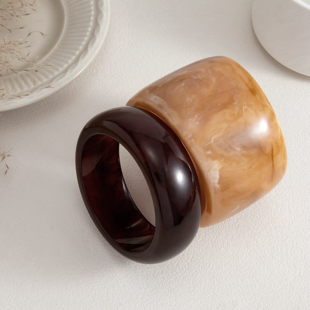 Classy Chunky Geometric Resin Bangle Set