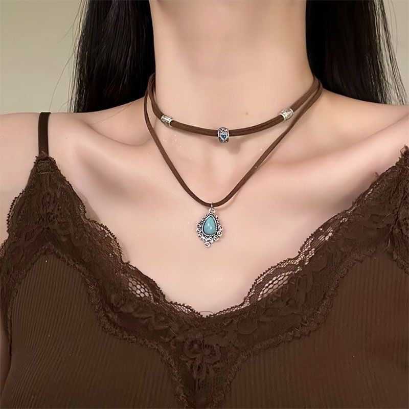 Boho Vintage Turquoise Y-Necklace Set