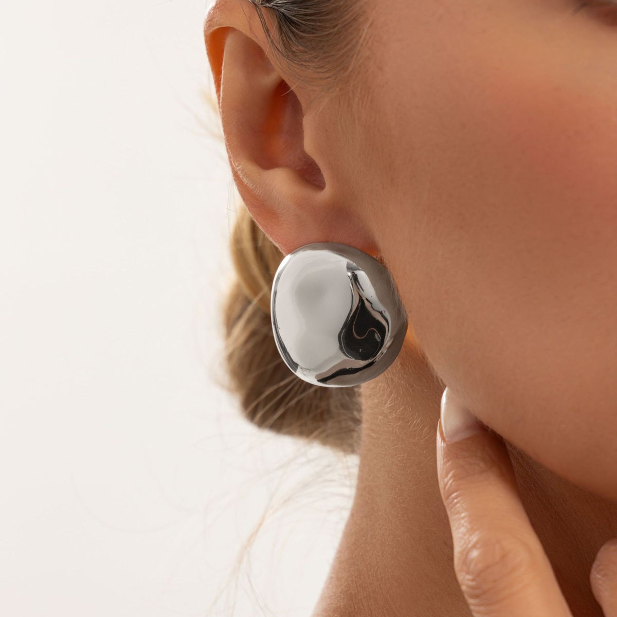 Classy Polished Irregular Dome Stud Earrings