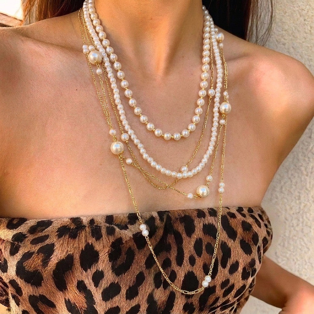Classy Multi-Strand Faux Pearl Necklace