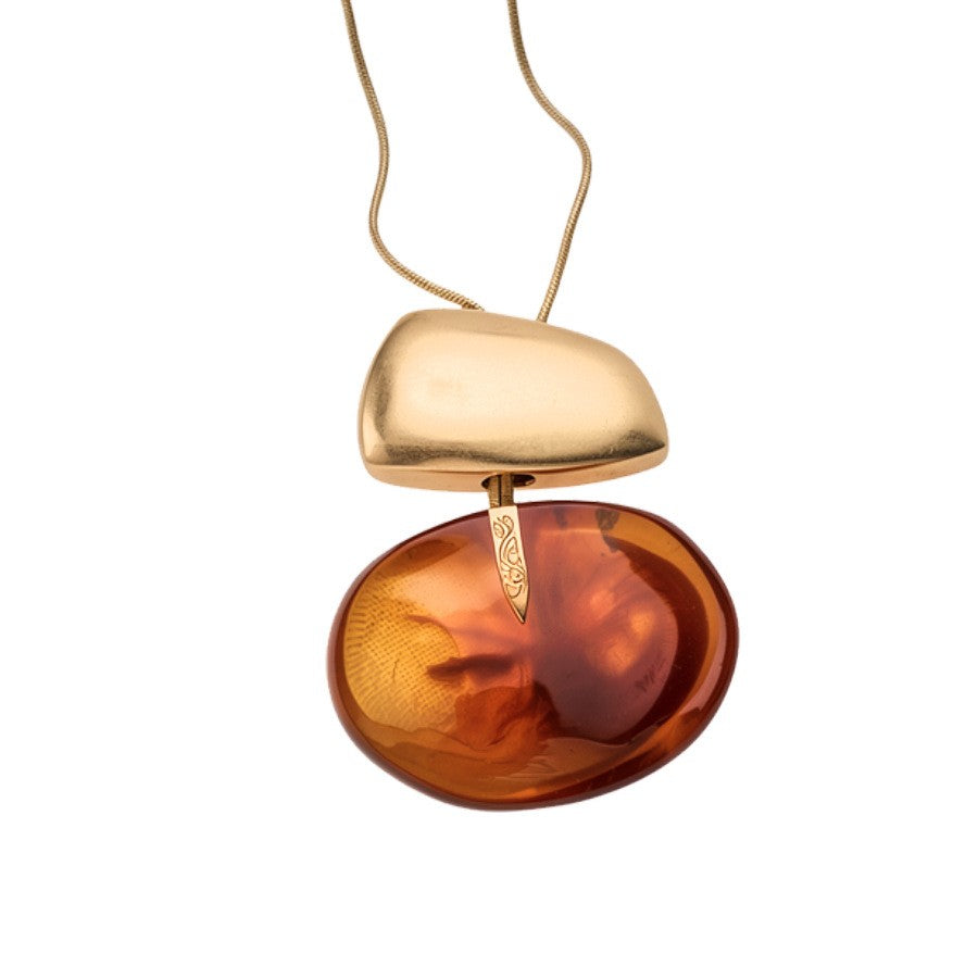 Boho Geometric Amber Resin Pendant Necklace