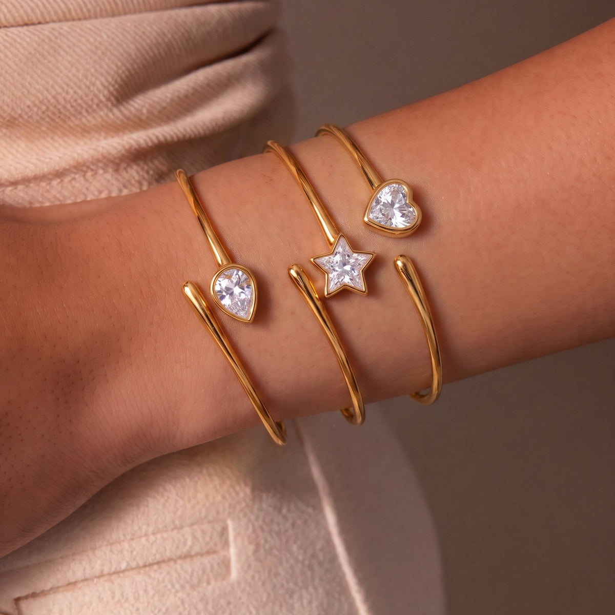 Classy Mixed Motif Open Cuff Bracelet