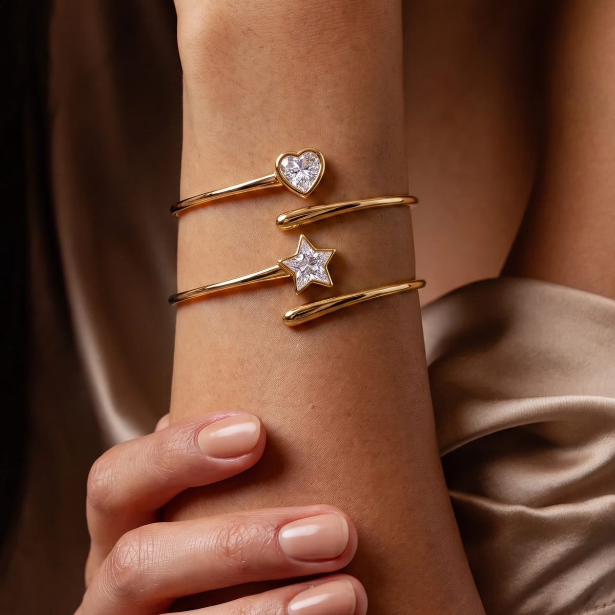 Classy Mixed Motif Open Cuff Bracelet