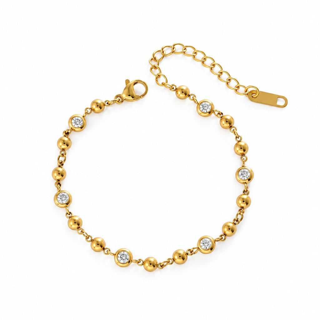 Dainty Gold Beaded Heart Bracelet Set