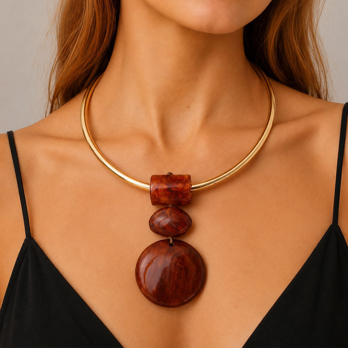 Classy Amber Geometric Collar Necklace