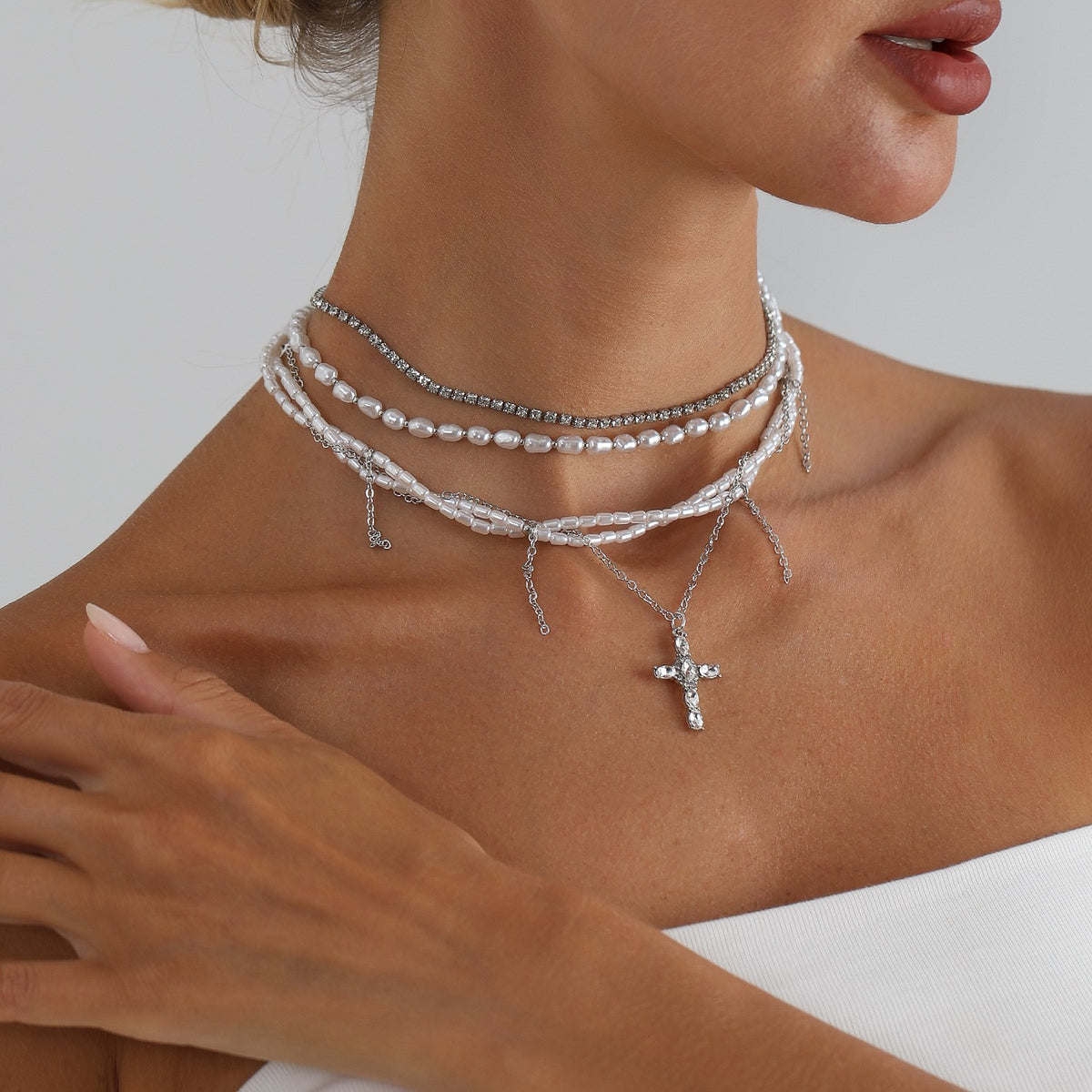 Elegant Multi-Strand Beaded Choker Set