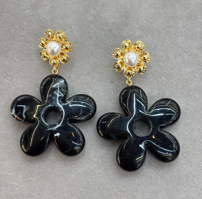 Boho Amber Acrylic Flower Drop Earrings