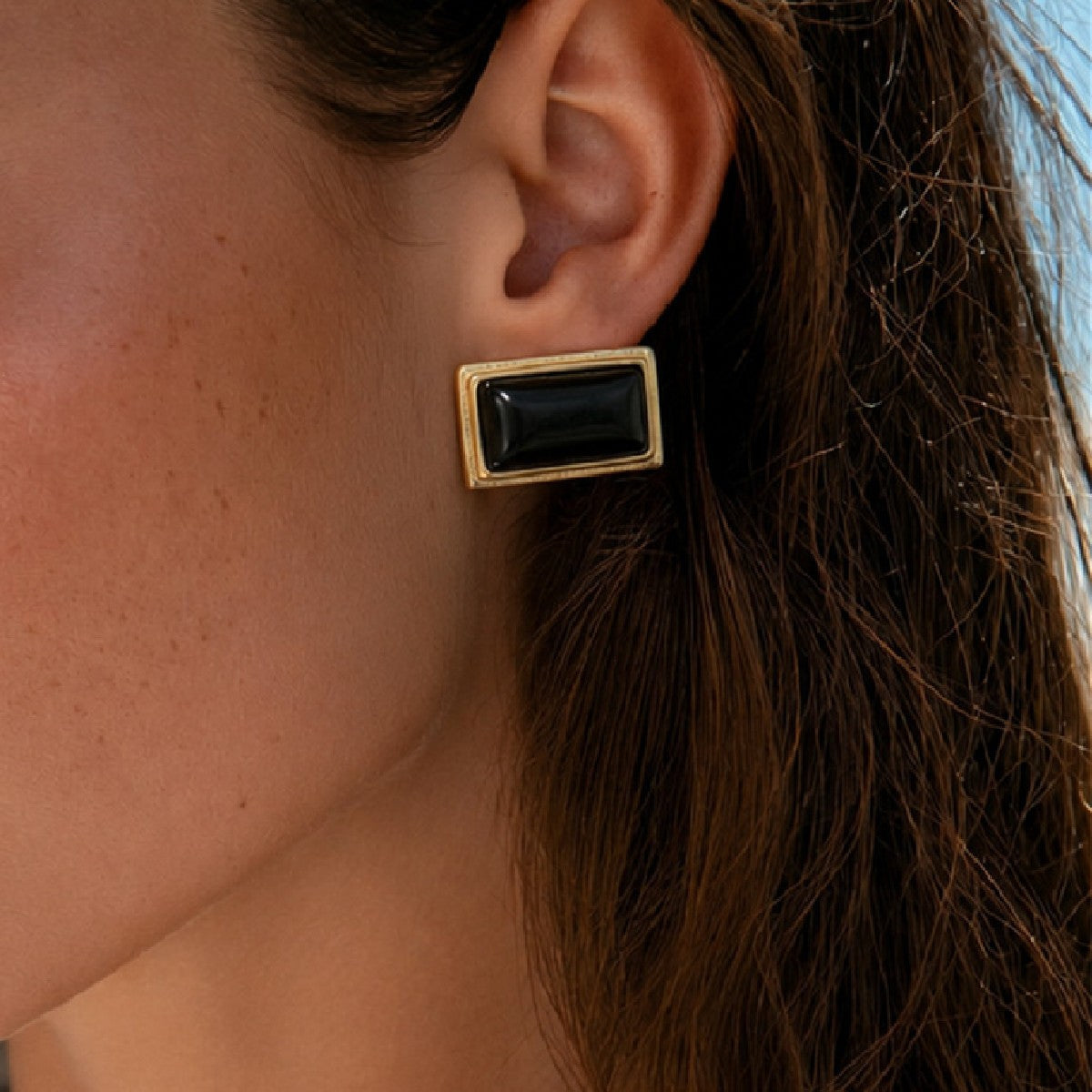 Classy Black Geometric Square Stud Earrings