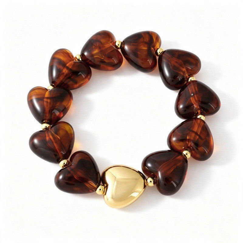 Boho Multicolor Resin Heart Bracelet Stack