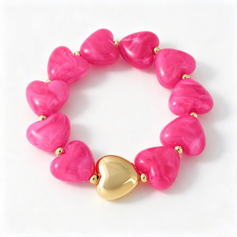 Boho Multicolor Resin Heart Bracelet Stack