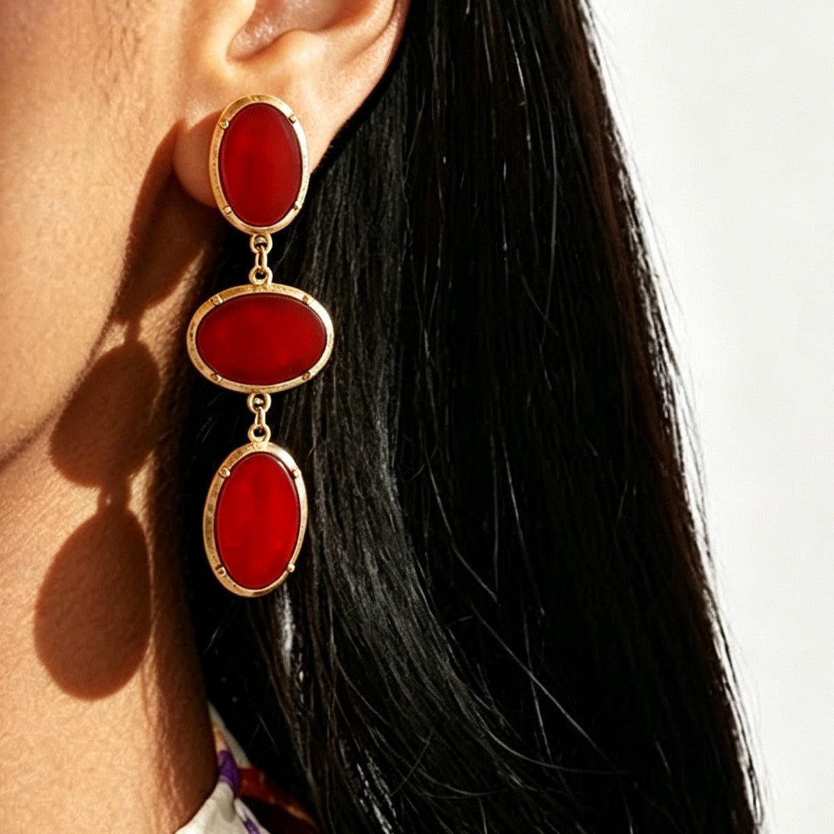 Classy Marbled Acrylic Oval Drop Earrings